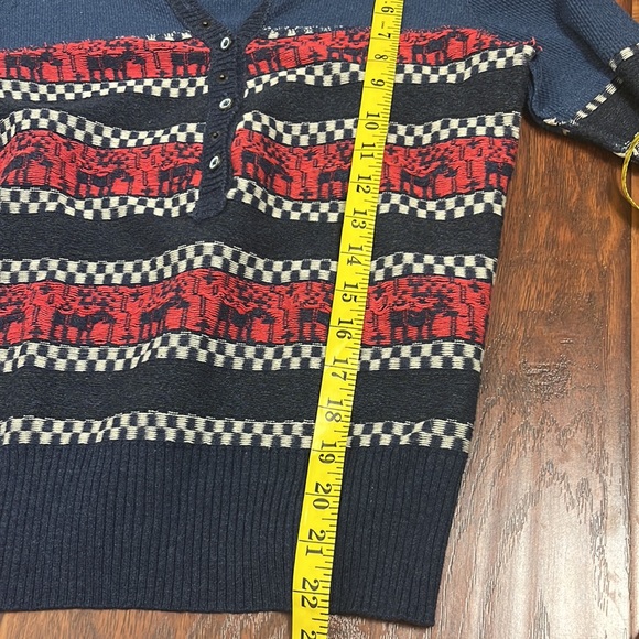 We the free blue and red buttoned sweater size small - Picture 8 of 9